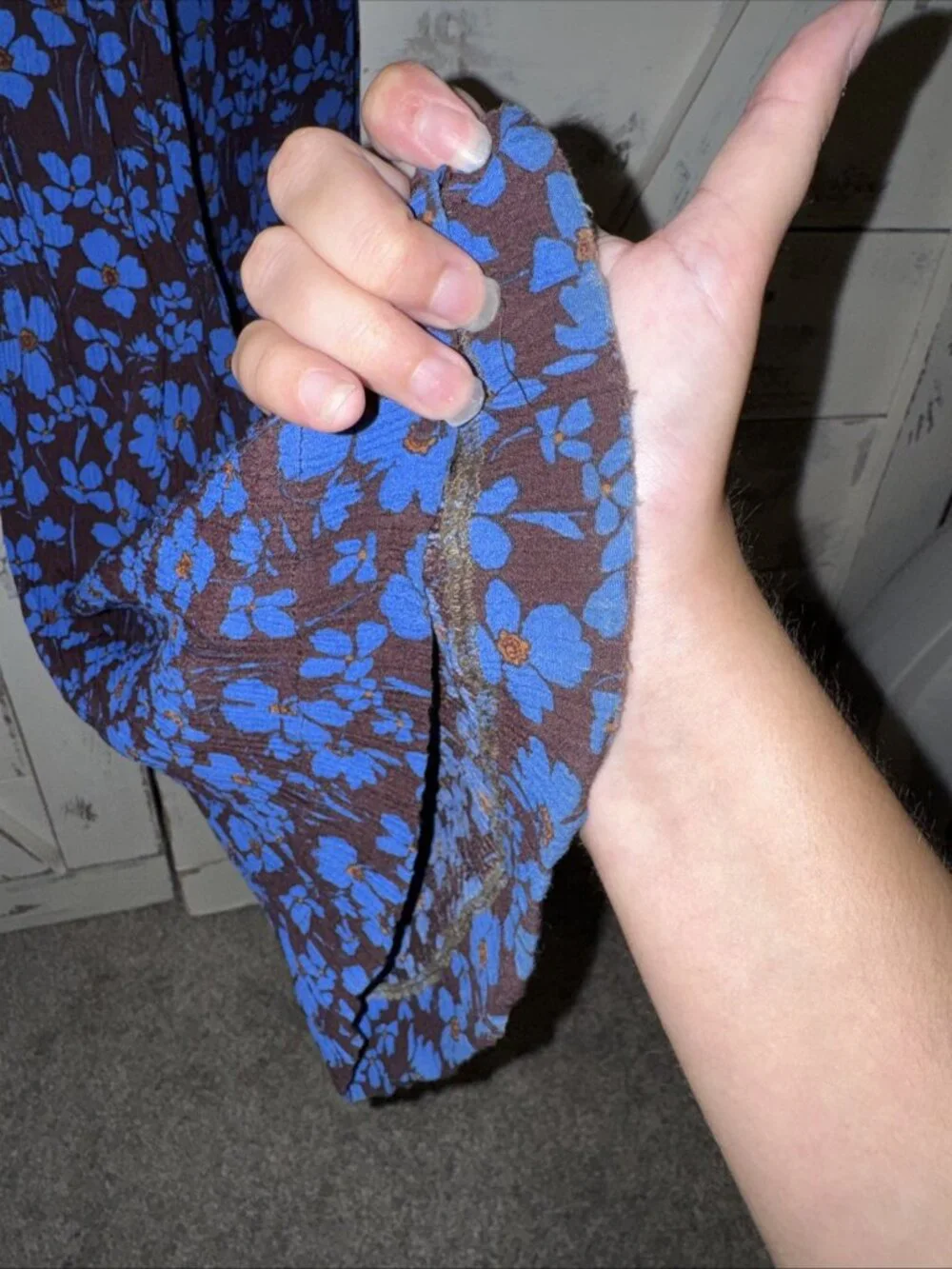 Free People Hailee Jumpsuit Blue Brown Floral Open Back Wide Leg S